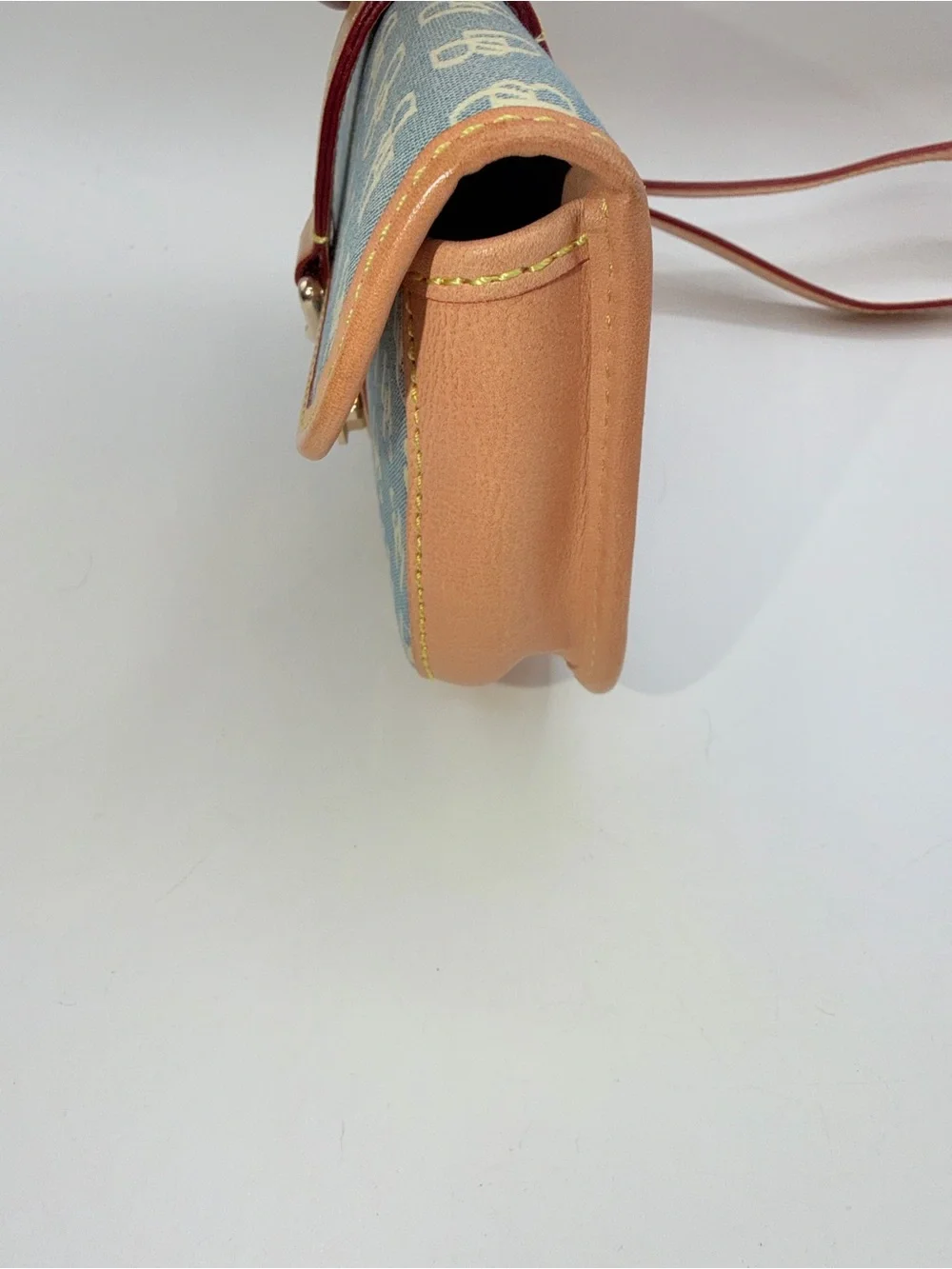 Dooney & Bourke Light Blue Signature Wristlet with Tan Trim